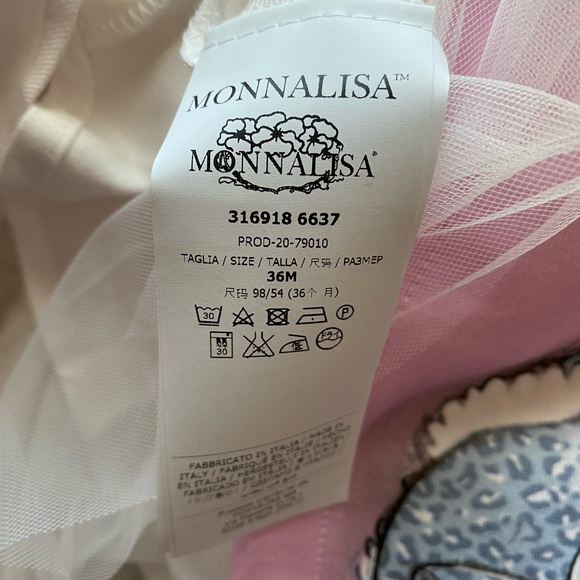 NWT! Monnalisa Ivory & pink Disney Alice & Wonderland dress! Hard to find! - Picture 4 of 7